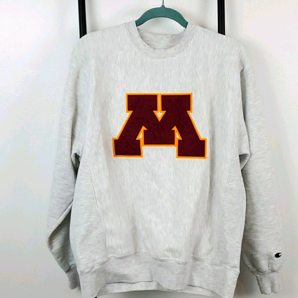 Vintage Champion Gray Embroidered Sweatshirt Men M Long Sleeve